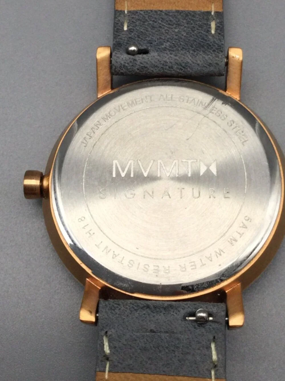 MVMT Signature II Watch Women 34mm Rose Gold Tone Date Gray Band New Battery